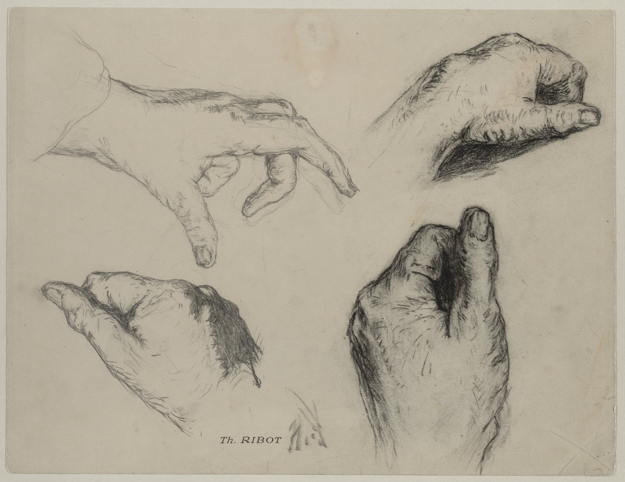 Study of Hands recto, 1800-talet. av Auguste Theodule Ribot