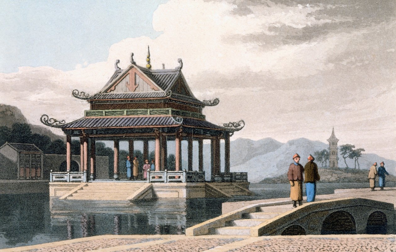 Kinesisk paviljong, 1810 (färgad akvatint) av Thomas und William Daniell