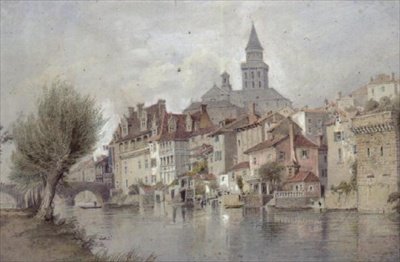 Perigeaux på ön, Basses-Pyrénées av Thomas Allom