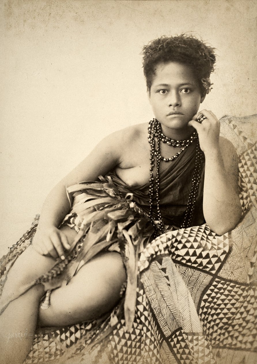 Kvinna, Samoa (albumintryck) av Thomas Andrew