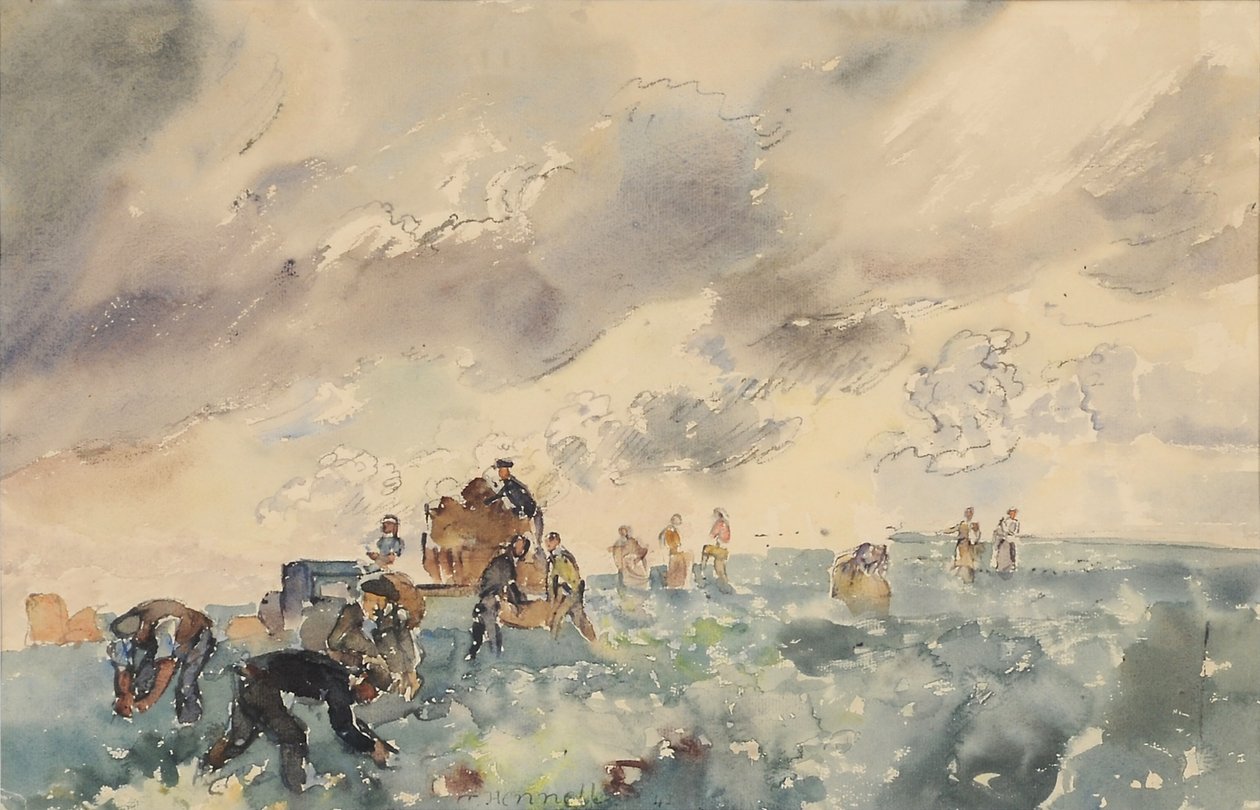 Potatisplockare, 1941 (wc på papper) av Thomas Barclay Hennell