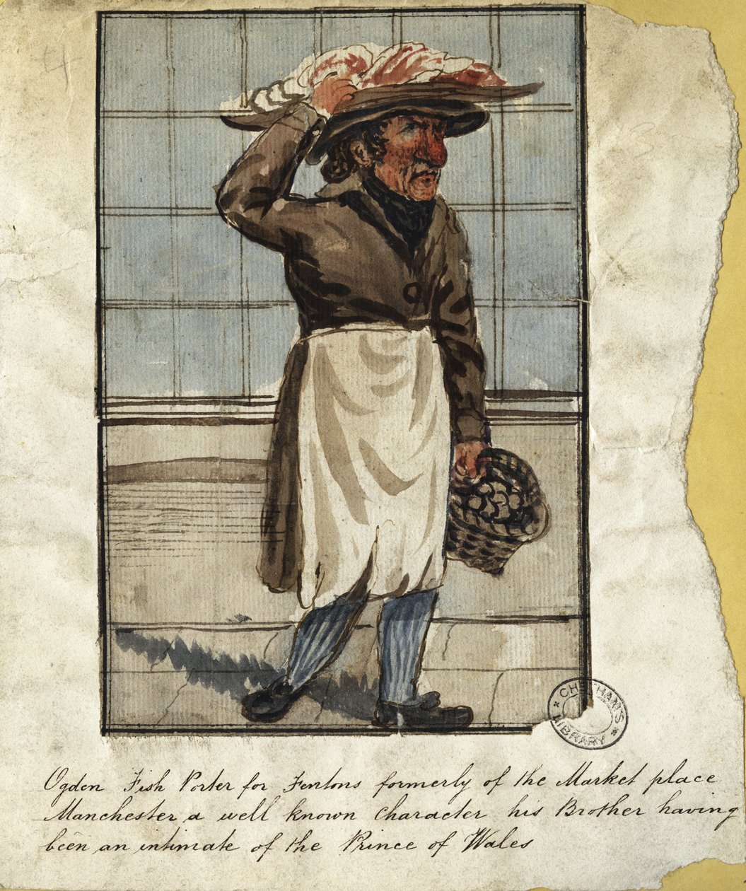 Balladsäljare, tidigt 1800-tal (penna och bläck och wc på papper) av Thomas Barritt