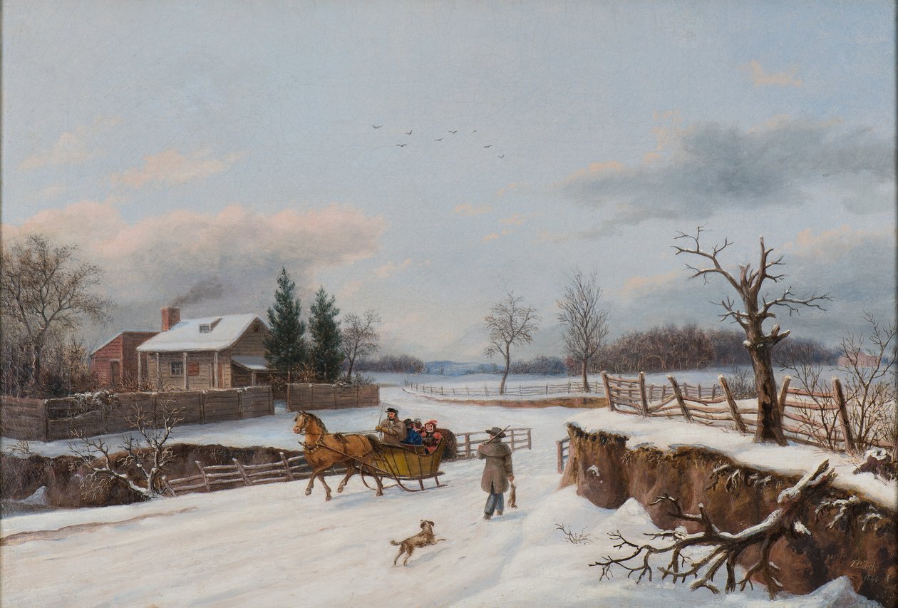 Slädkörningsscen nära Philadelphia, 1841 av Thomas Birch