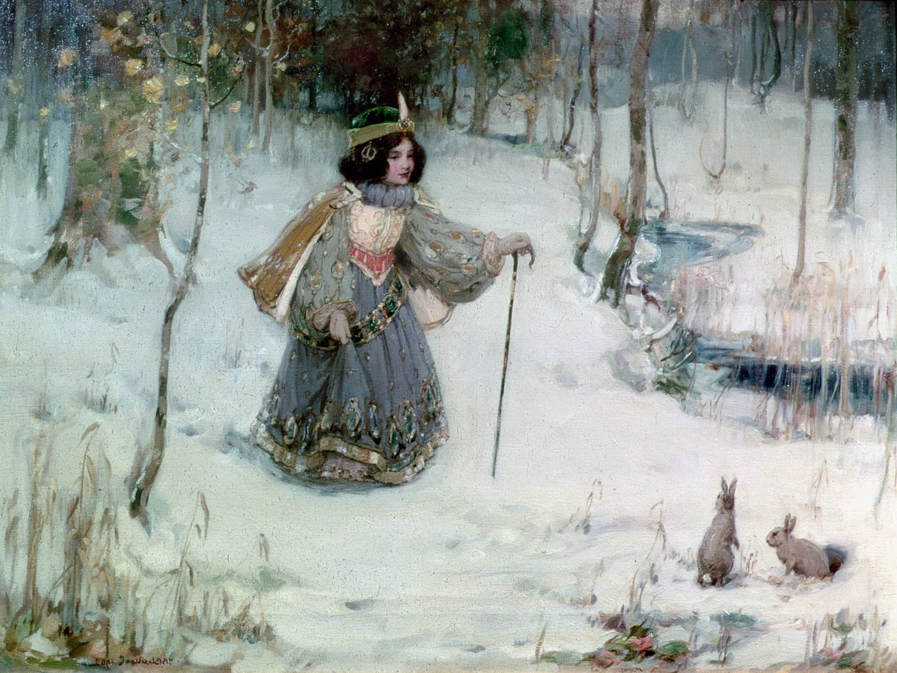 Snövit vid de sju dvärgarnas hus, 1902 av Thomas Blacklock