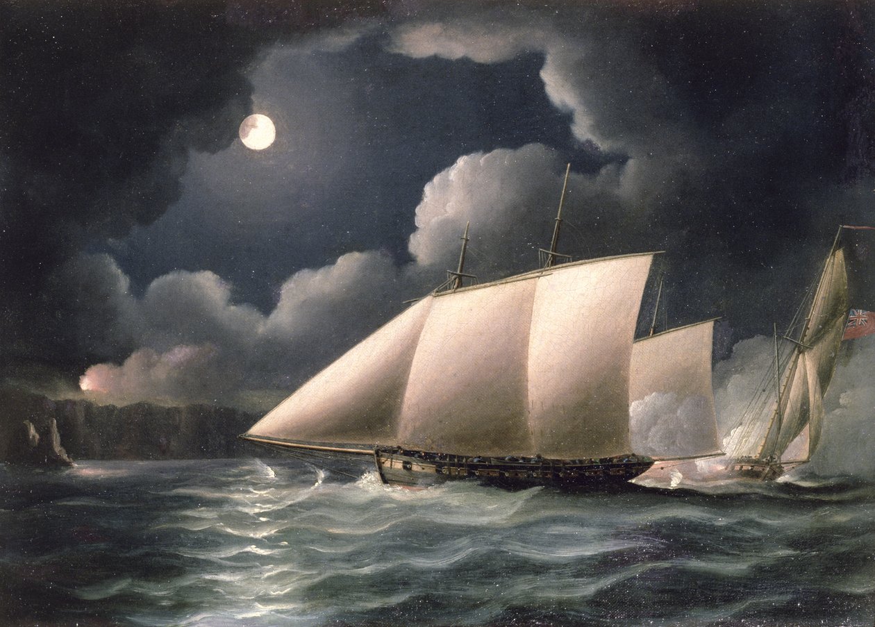 Smugglers och Revenue Cutter av Thomas Buttersworth
