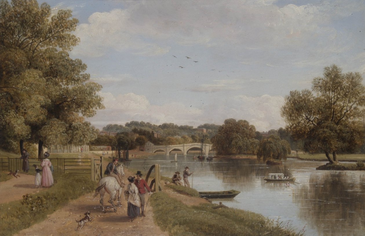 Richmond Bridge från bogseringsbanan, Surrey av Thomas Christopher Hofland