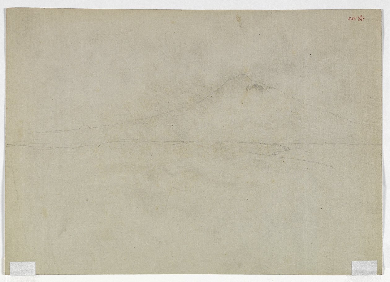Mountain View (penna på grönt vävt papper) av Thomas Cole