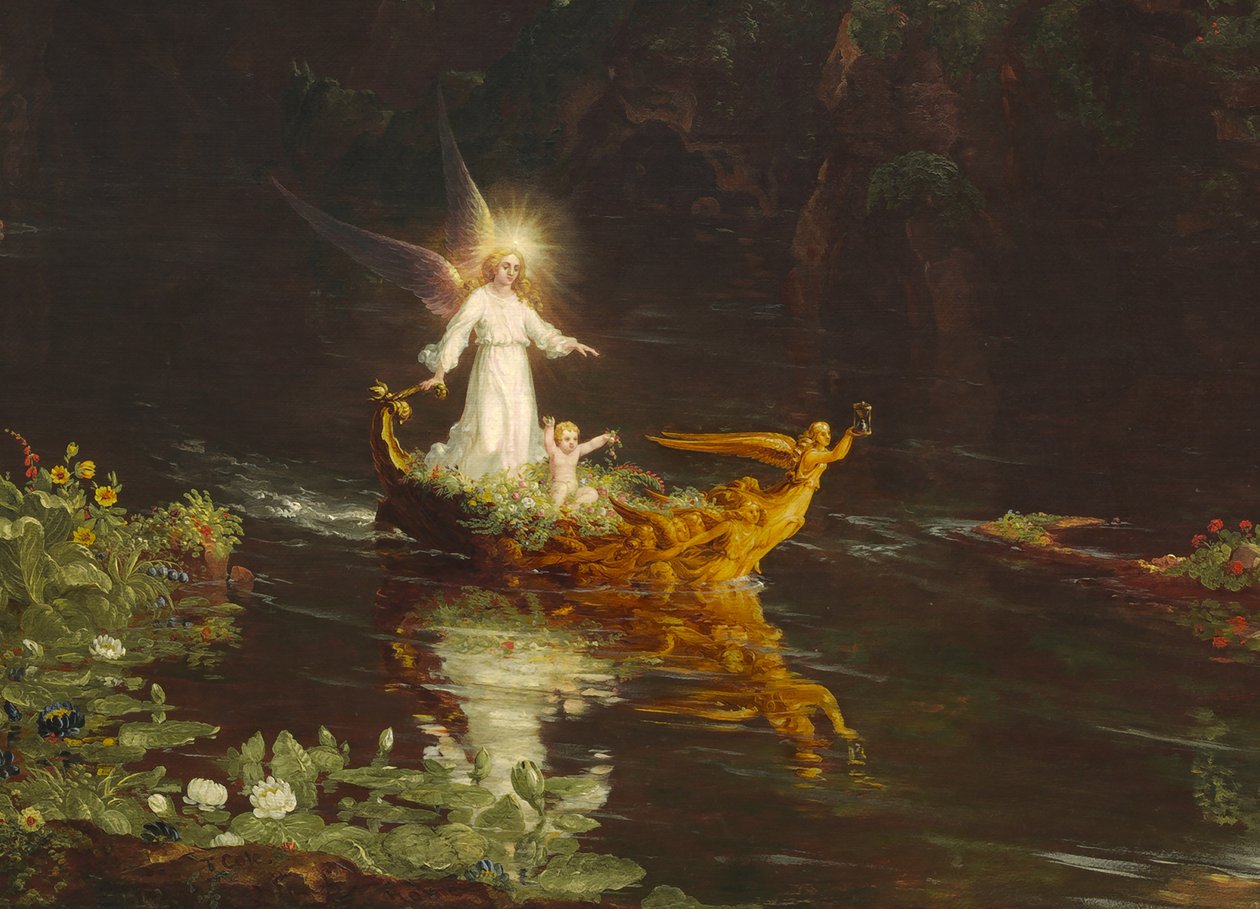 The Voyage of Life: Childhood (detalj) 1842 av Thomas Cole
