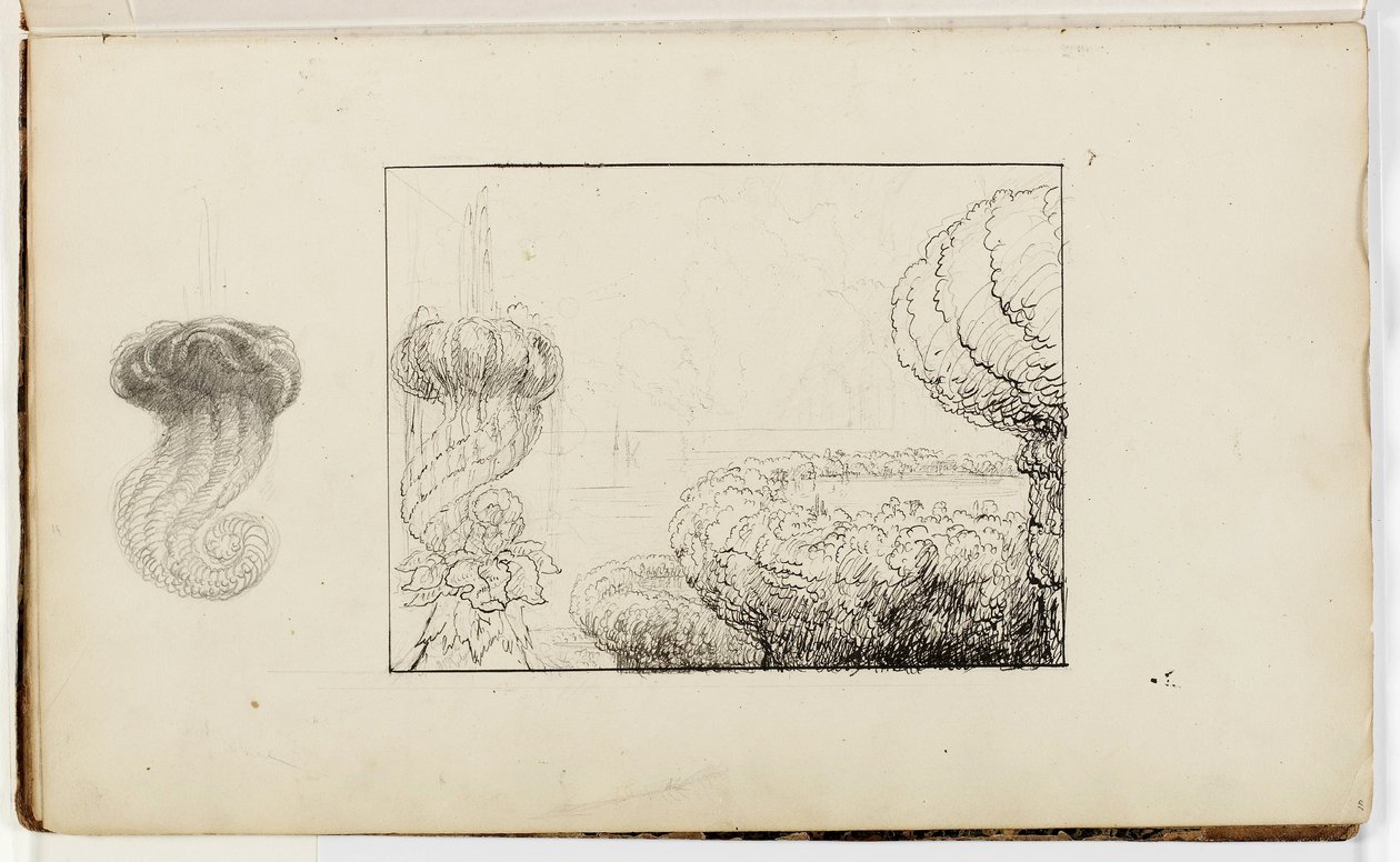 Untitled, Study for Titans Goblet, 1837 (penna och bläck över penna på papper) av Thomas Cole