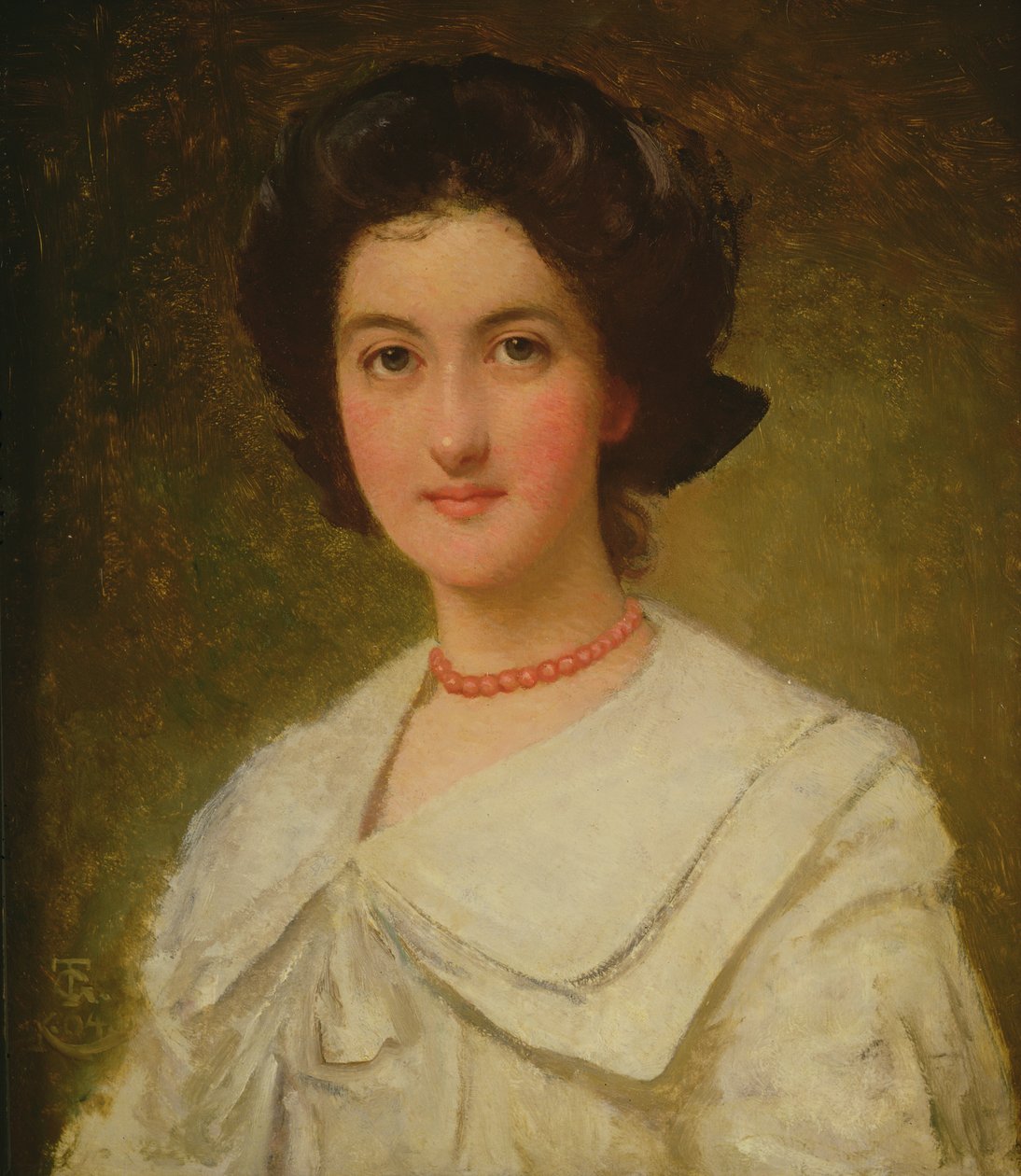 Porträtt av en dam med ett rött halsband, 1904 av Thomas Cooper Gotch