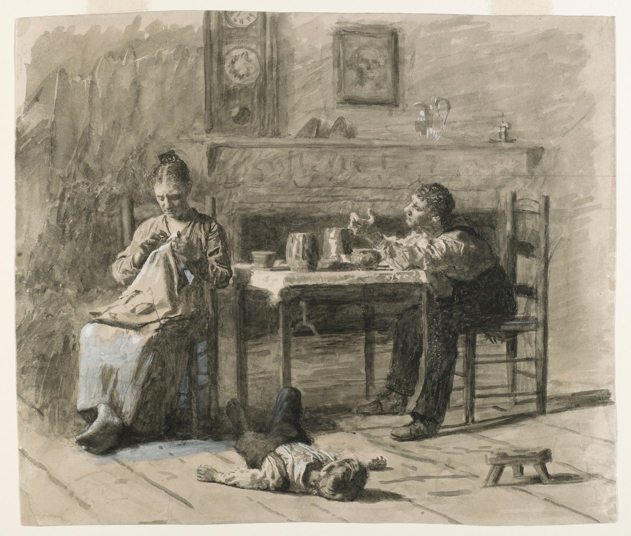 Thars Such A Thing As Calls in This World, illustration för Mr. Neelus Peelers Conditions, 1879 (svart bläck med ogenomskinliga vita höjdpunkter på krämfärgat, medelviktigt, slätt vävt papper) av Thomas Eakins