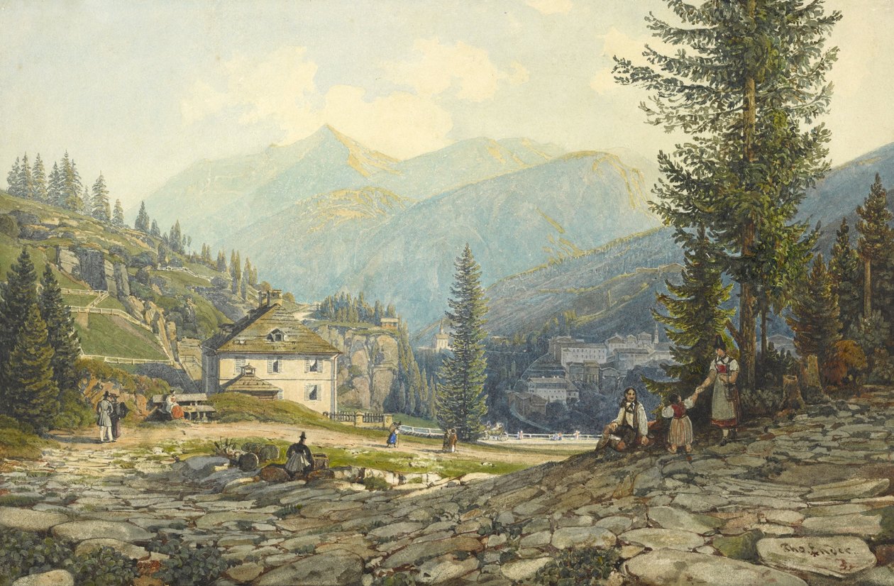 Utsikt över residenset för ärkehertig Johann i Gastein varma källor av Thomas Ender