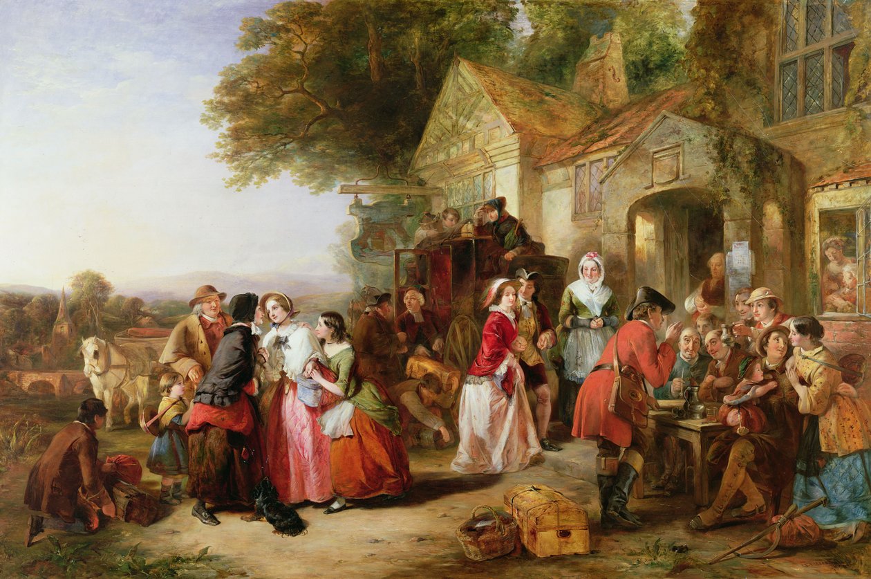 Resenärer utanför en krog, 1850 av Thomas Falcon Marshall