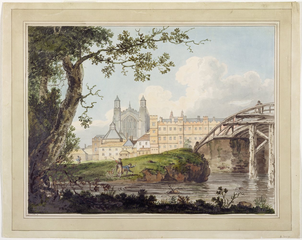 Eton College från Datchet Road, ca 1790 (wc över grafit på vävt papper) av Thomas Girtin