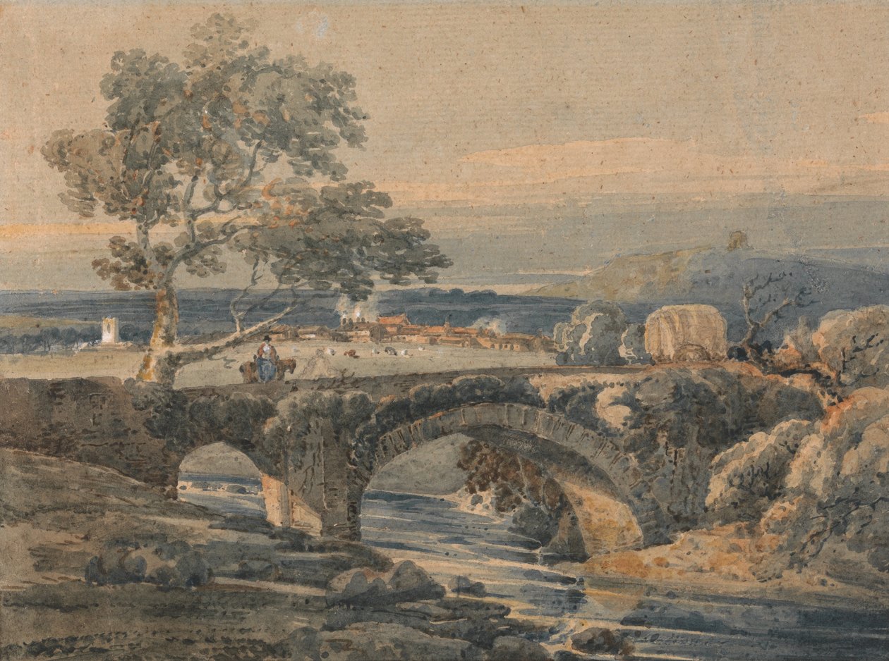 Den gamla bron i Devon av Thomas Girtin