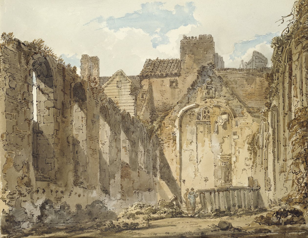 Ruinerna av kapellet i Savoy Palace, London, ca 1795-96 (akvarell med lite brunt bläck, över indikationer i grafit) av Thomas Girtin