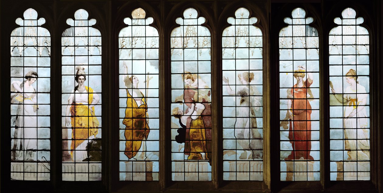 De sju kardinaldygderna (målat glas) av Thomas Jervais