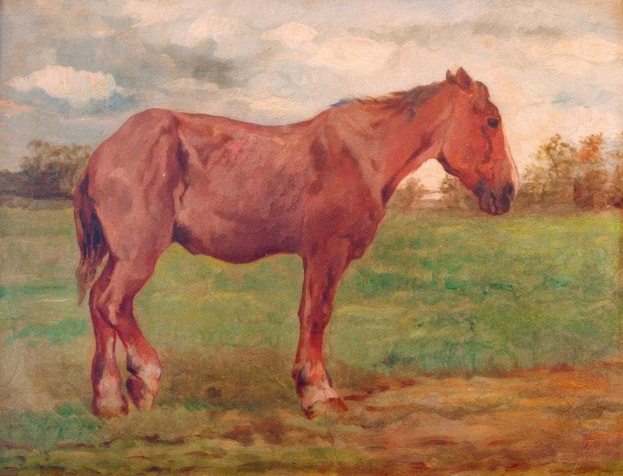 Arbetshäst framför landskapet av Thomas Ludwig Herbst
