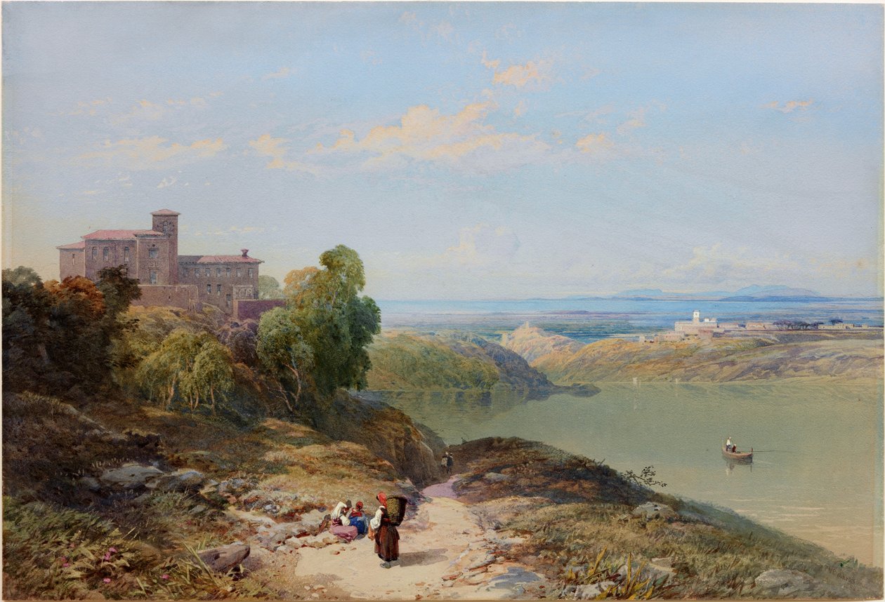 Italiensk sjöscen (kroppsfärg) av Thomas Miles II Richardson
