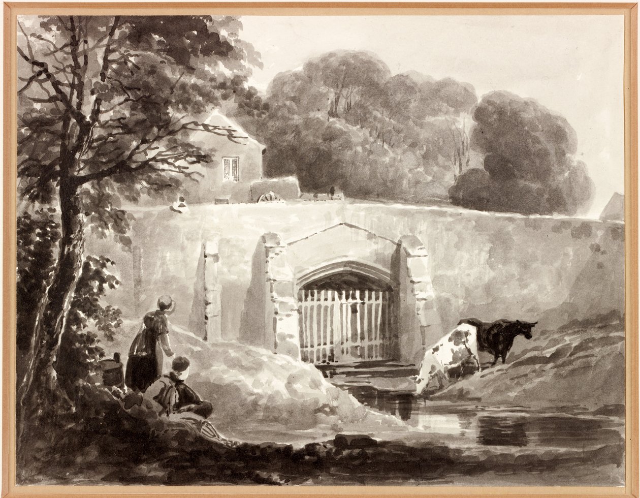 Barras Bridge (akvarell (tvätt) på papper (på kort)) av Thomas Miles Richardson