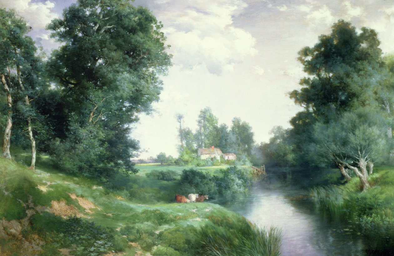 En flod på Long Island, 1908 av Thomas Moran