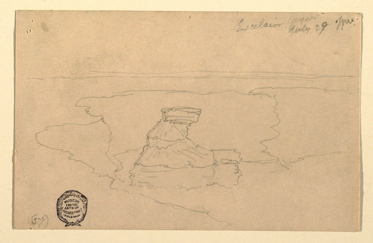 Drawing, Geyser, Excelsior, Yellowstone Park, 29 juli 1892 av Thomas Moran