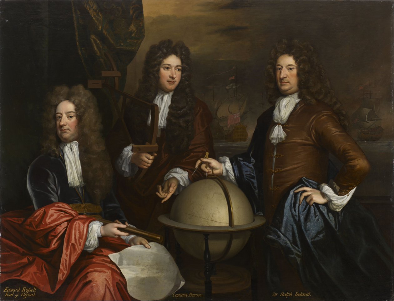 A triple portrait of Thomas Phillips, John Benbow, and Sir Ralph Delavall av Thomas Murray