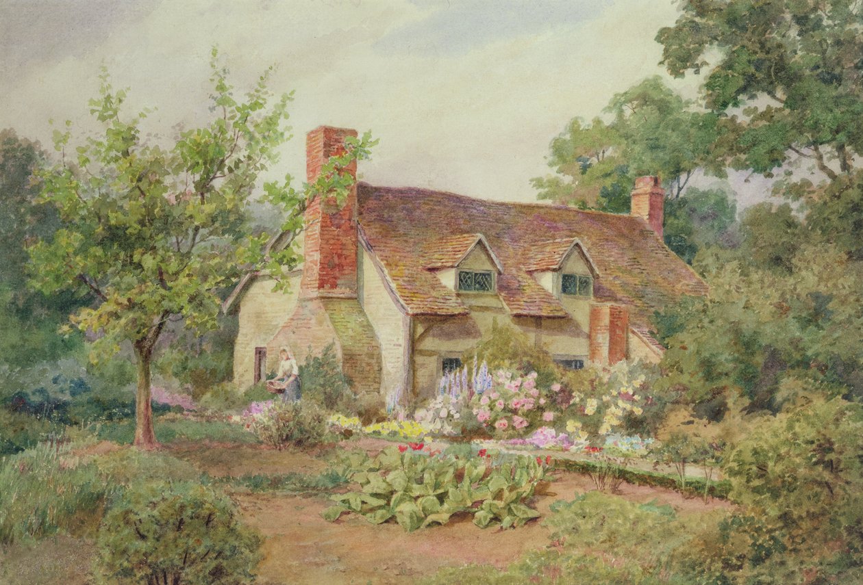 A Cottage Garden nära Wokingham, Berkshire (wc på papper) av Thomas Nicholson Tyndale