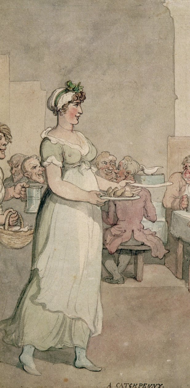 A Penny Slap Bang Shop penna, bläck och wc på papper detalj av 202933 av Thomas Rowlandson