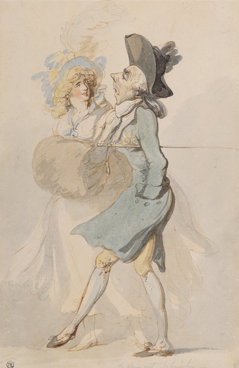 A Worn Out Debaucher, ca 1790-95 (penna och bläck och wc på lagt papper) av Thomas Rowlandson