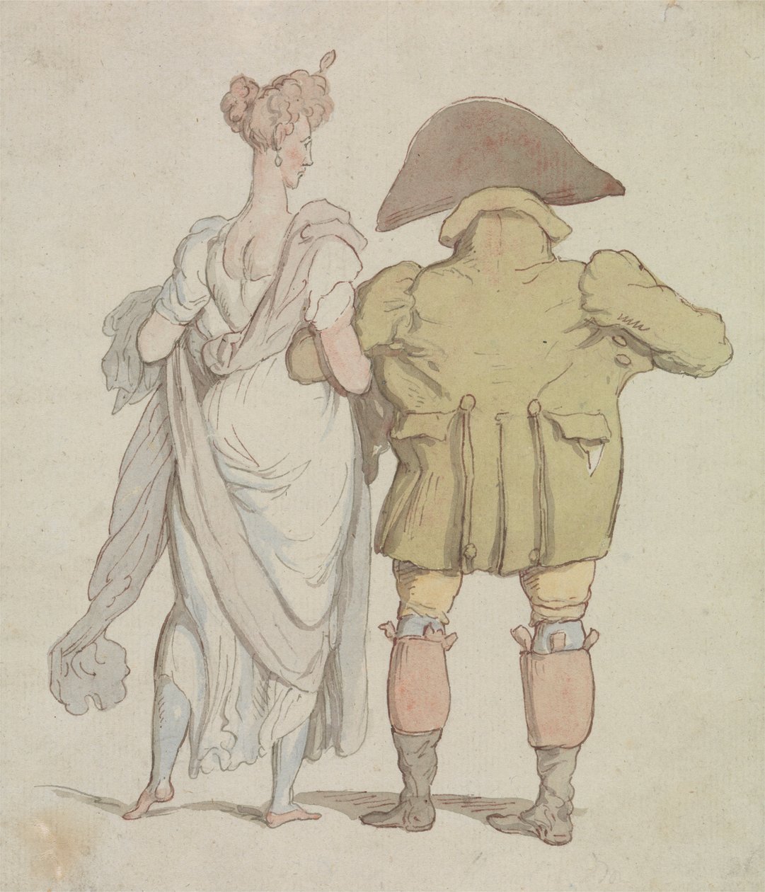 En äldre bock som går med en dam av Thomas Rowlandson