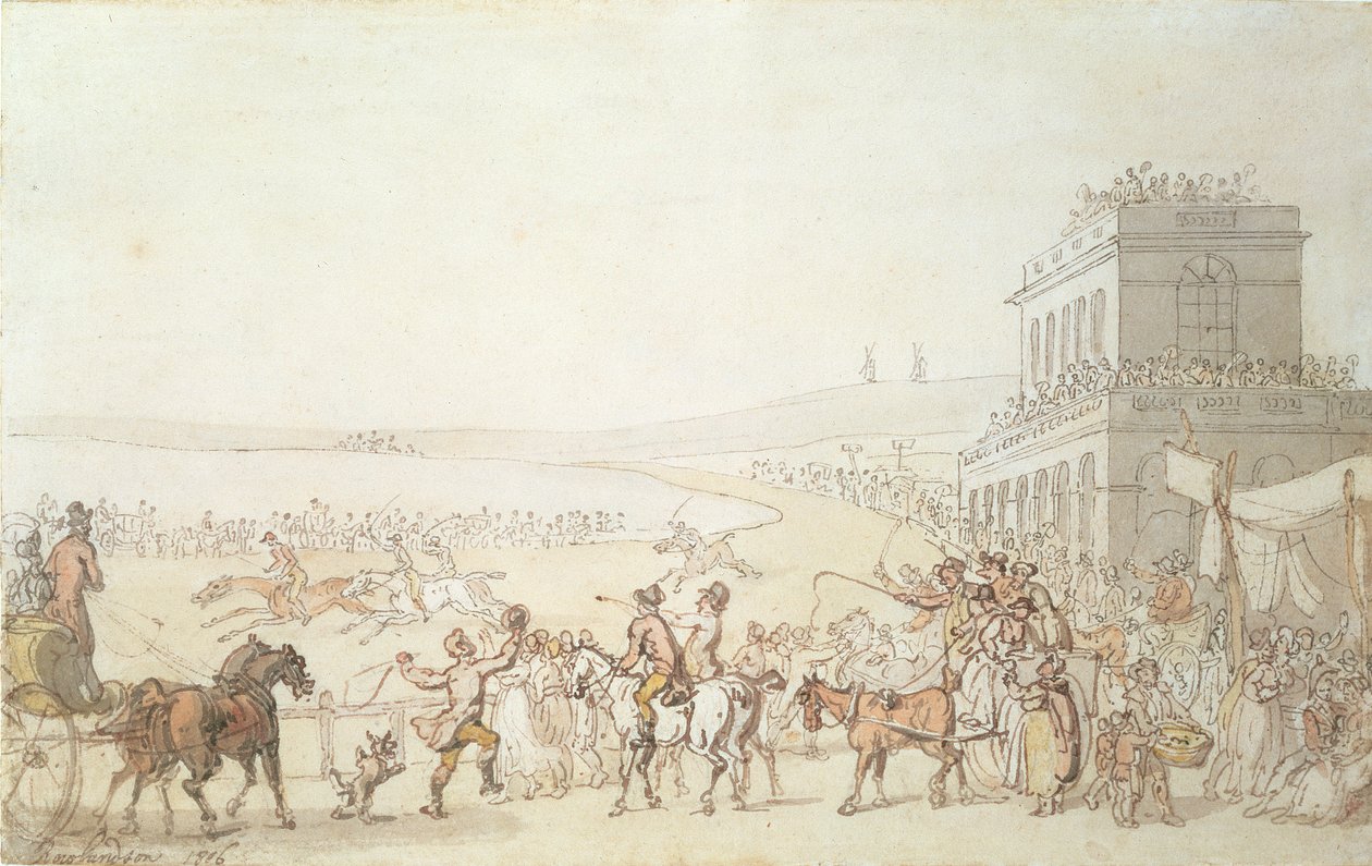 Brighton Races, 1816 (penna, wc och blyertspenna på papper) av Thomas Rowlandson