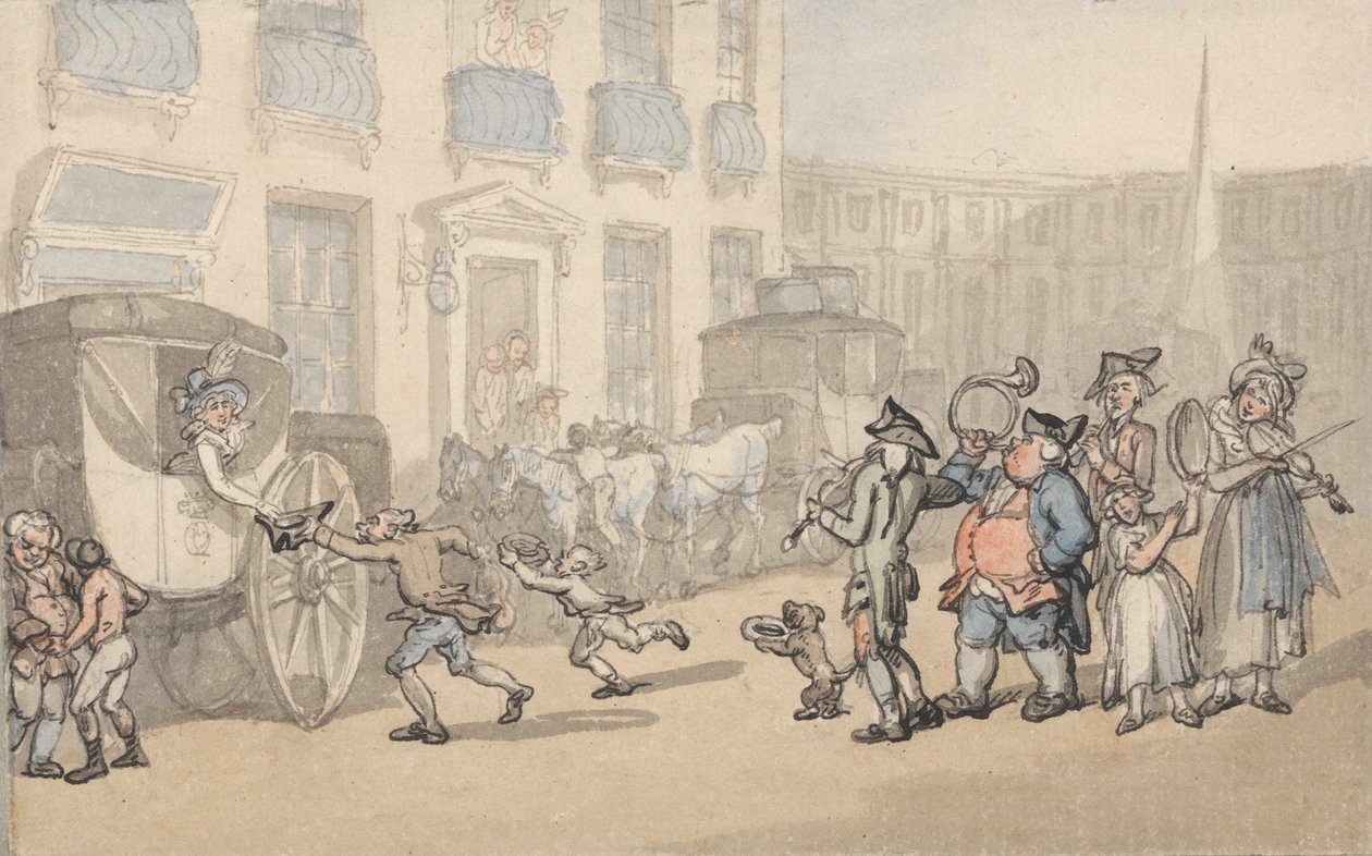 Comforts of Bath- Coaches Arriving av Thomas Rowlandson