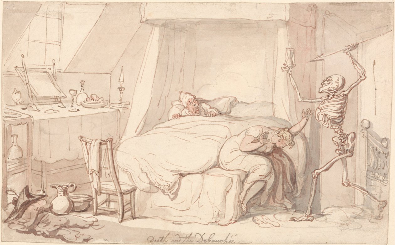 Death and the Debauchee av Thomas Rowlandson