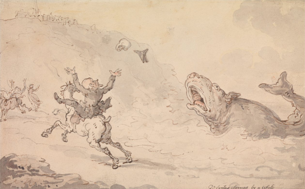 Dr Syntax Alarmed by a Whale av Thomas Rowlandson