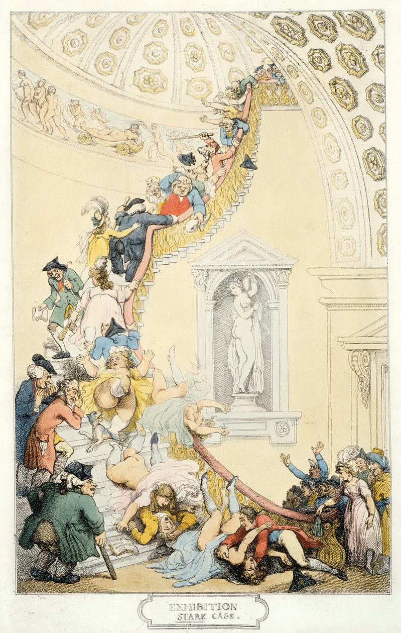 Exhibition Stare Case, c.1800 (färgad etsning) av Thomas Rowlandson