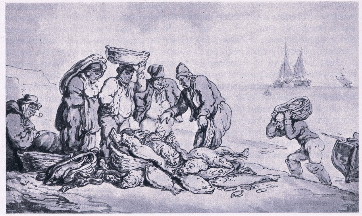 Grimsby: säljer fisk av Thomas Rowlandson
