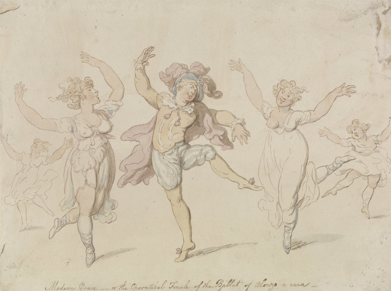 Modern Grace eller, The Operatical Finale of the Ballet of Alonzo e caro (wc med penna och bläck på vävt papper) av Thomas Rowlandson