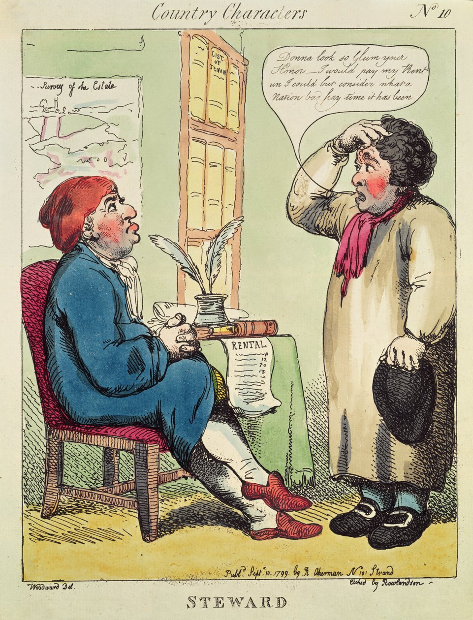 Steward, från en serie med titeln Country Characters, 1799 (etsning med wc) av Thomas Rowlandson