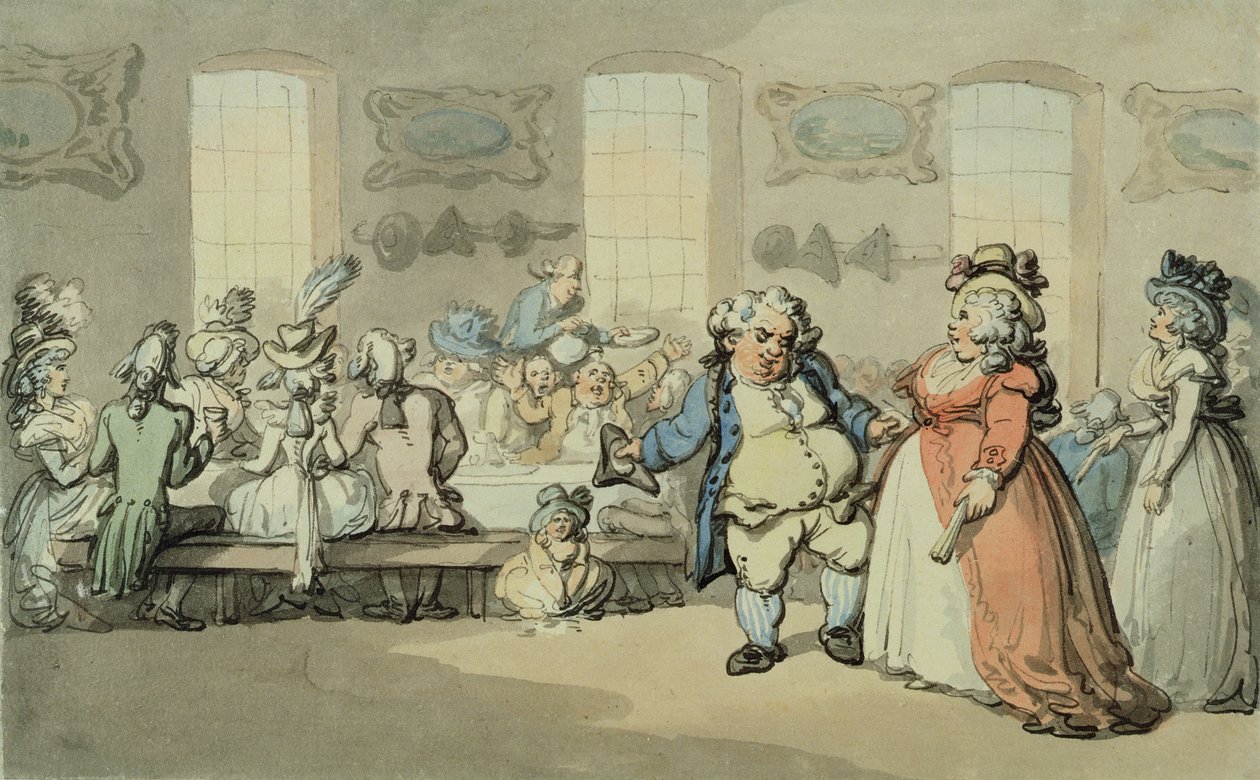 The Breakfast, från "Scener i Bath" (wc och bläck och grafit på papper) av Thomas Rowlandson