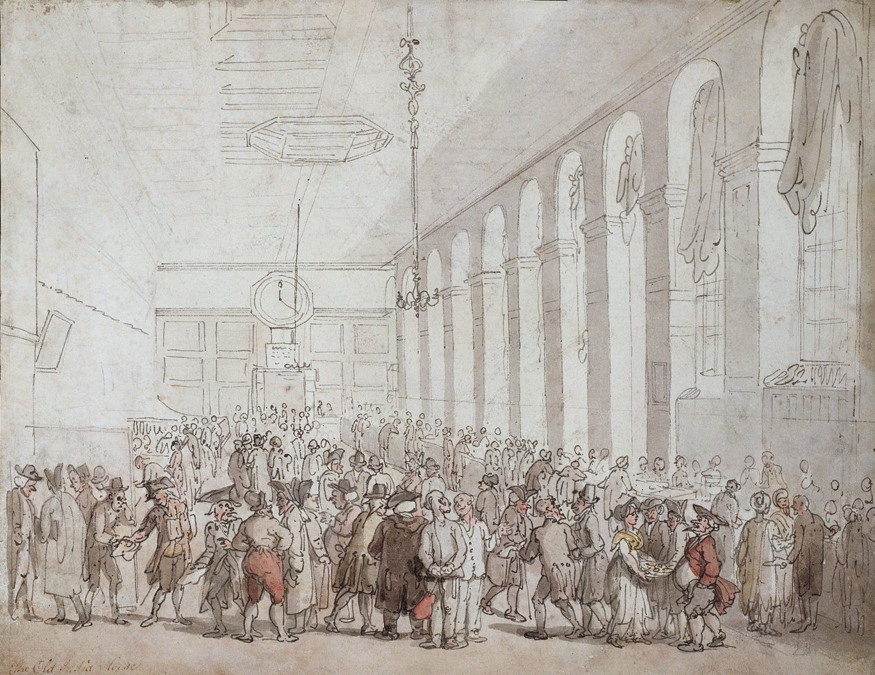 The Old India House (penna & bläck och wc på papper) av Thomas Rowlandson