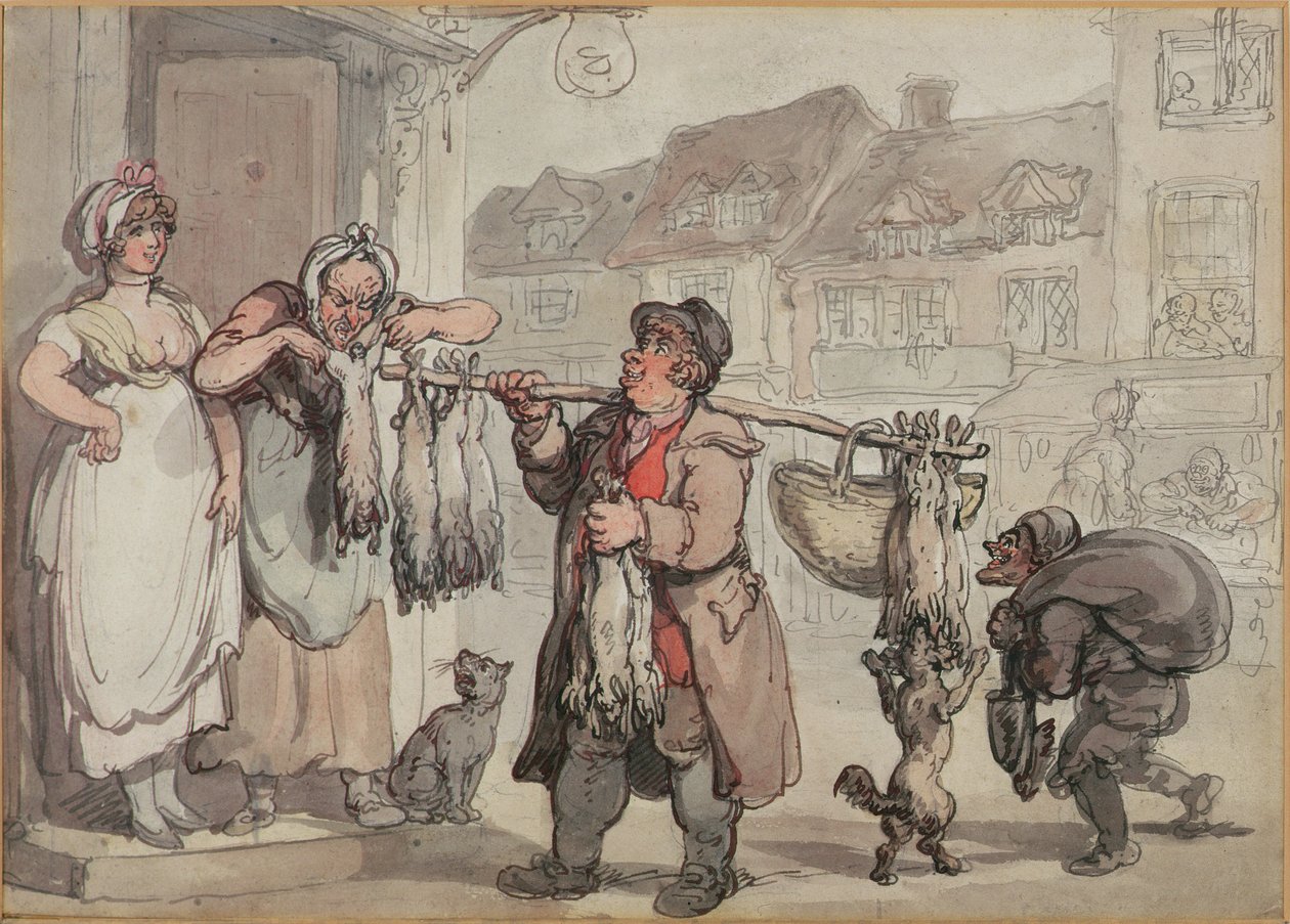 Kaninhandlaren (penna, bläck och wc på papper) av Thomas Rowlandson