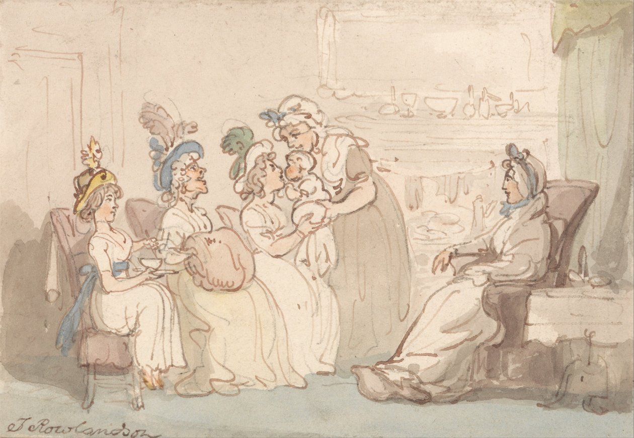 The Visitors Being Shown the Baby av Thomas Rowlandson