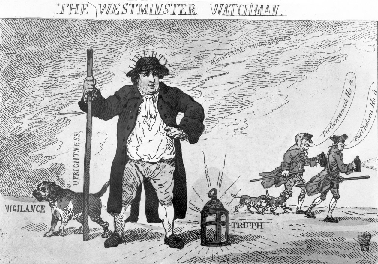 The Westminster Watchman, 1784 av Thomas Rowlandson