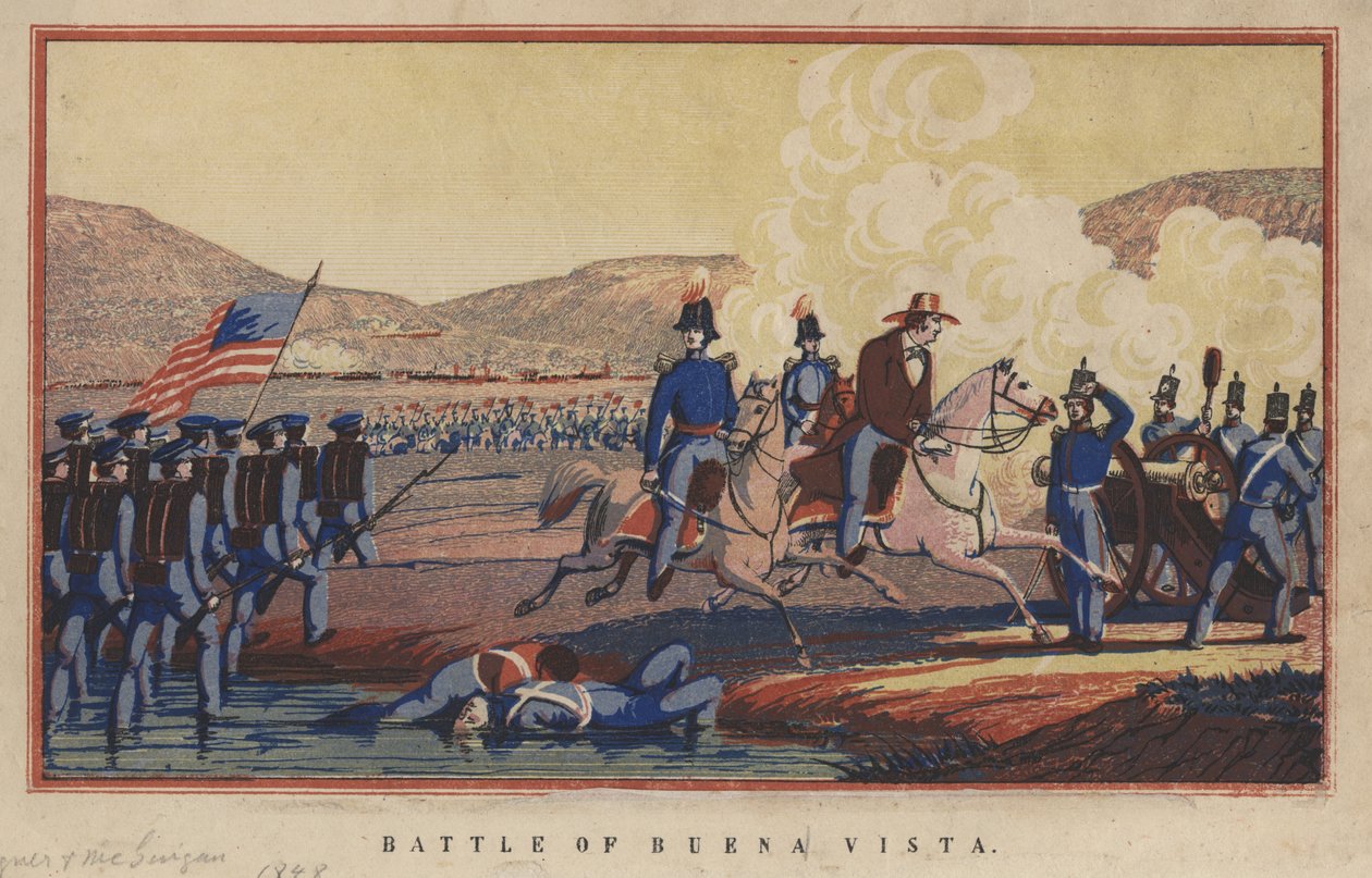 Slaget vid Buena Vista, 1848 (kromolit) av Thomas S. Wagner