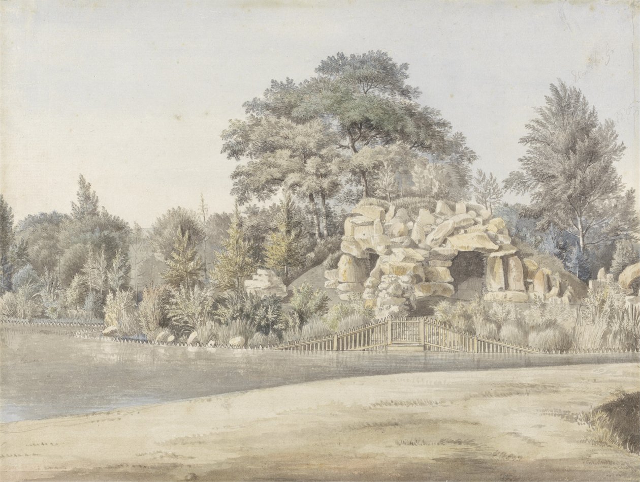 The Grotto, Virginia Water (wc över bläck och grafit på papper) av Thomas Sandby