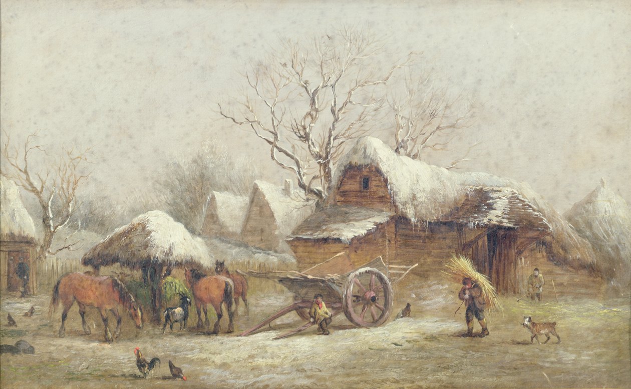 En vintergårdsscen på en vintergård av Thomas Smythe