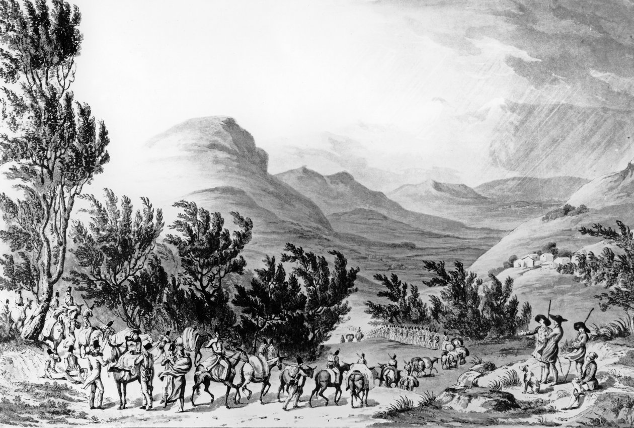 Serra de Estrella eller de Neve, bagagets marsch efter armén, 16 maj 1811, graverad av Charles Turner, 1815 av Thomas Staunton St. Clair