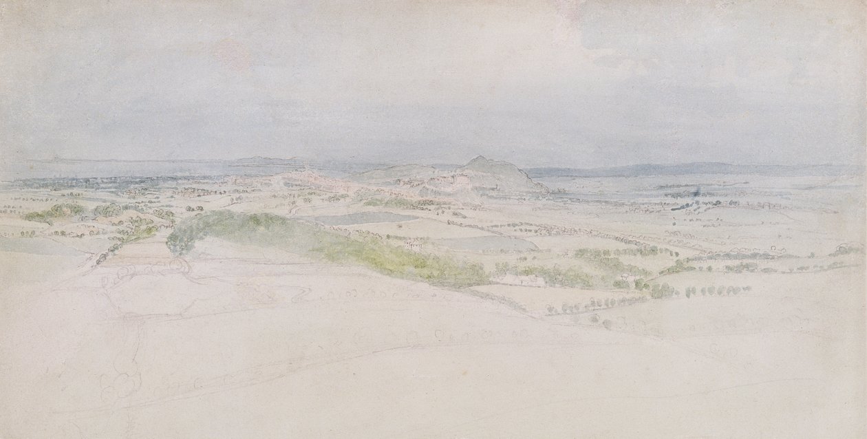 A Distant View of Edinburgh, 1809 (wc över grafit på papper) av Thomas Stothard