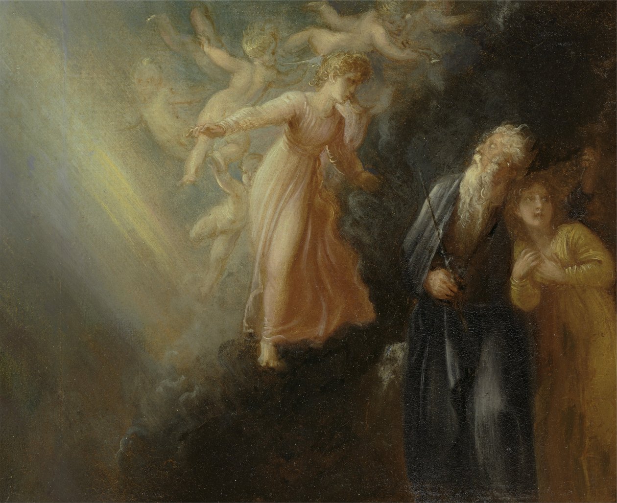 Prospero, Miranda and Ariel, from The Tempest, Act I, scene ii av Thomas Stothard